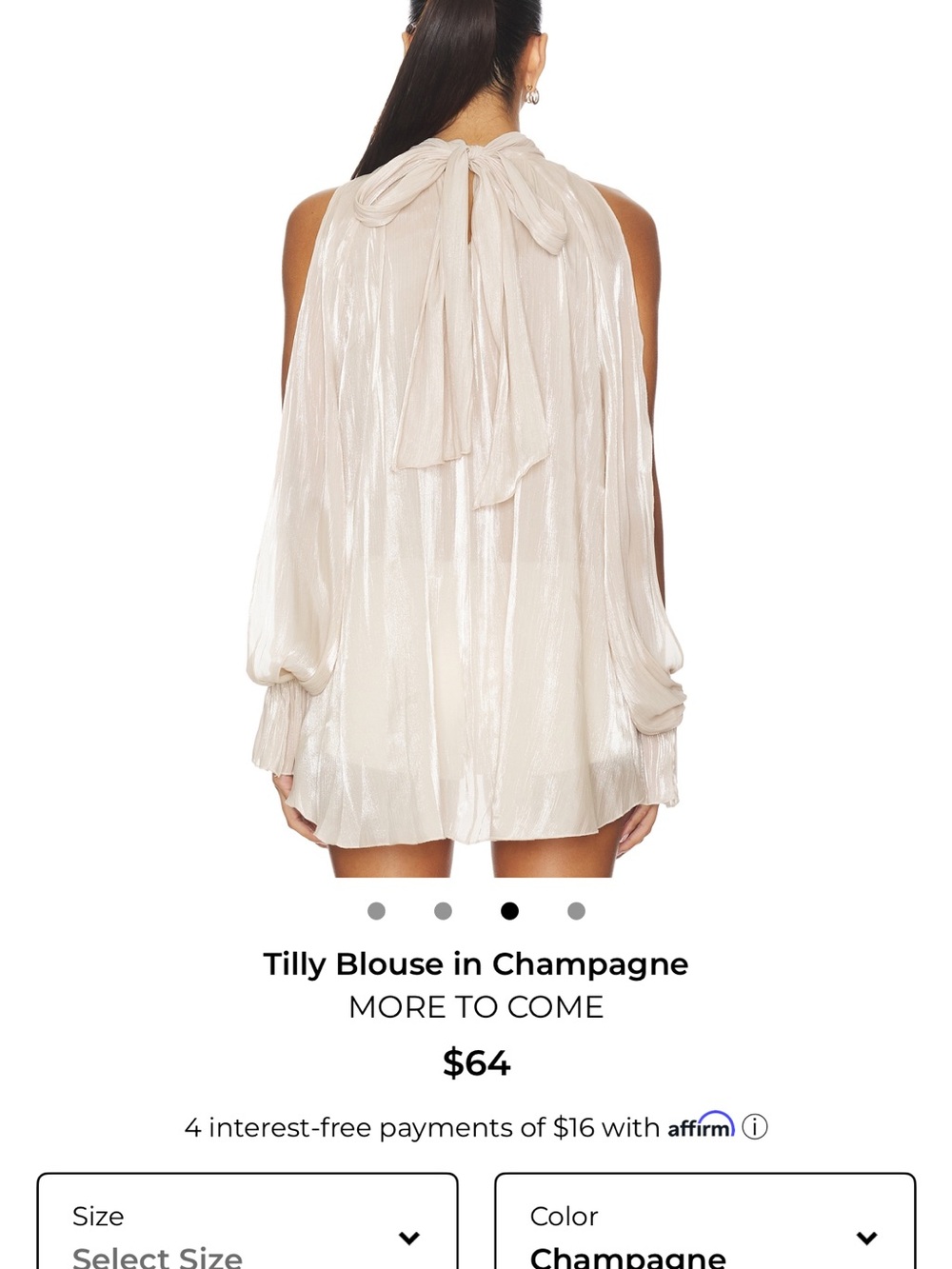 REVOLVE Tilly Sleeveless Tie-Back Blouse in Champagne